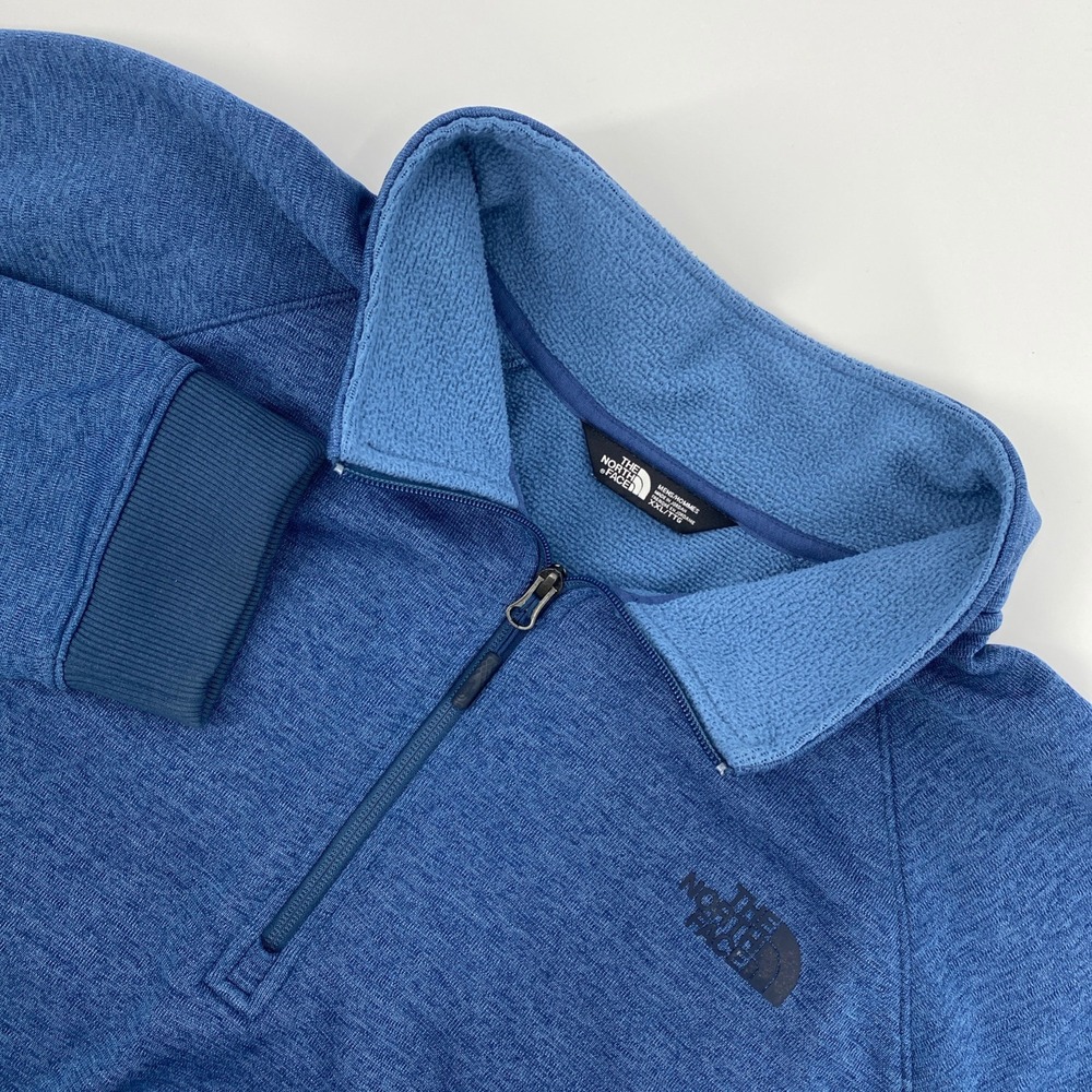 North Face Quarter 1/4 Zip Pullover Mens XXL Blue Heathered Fleece Outdoors